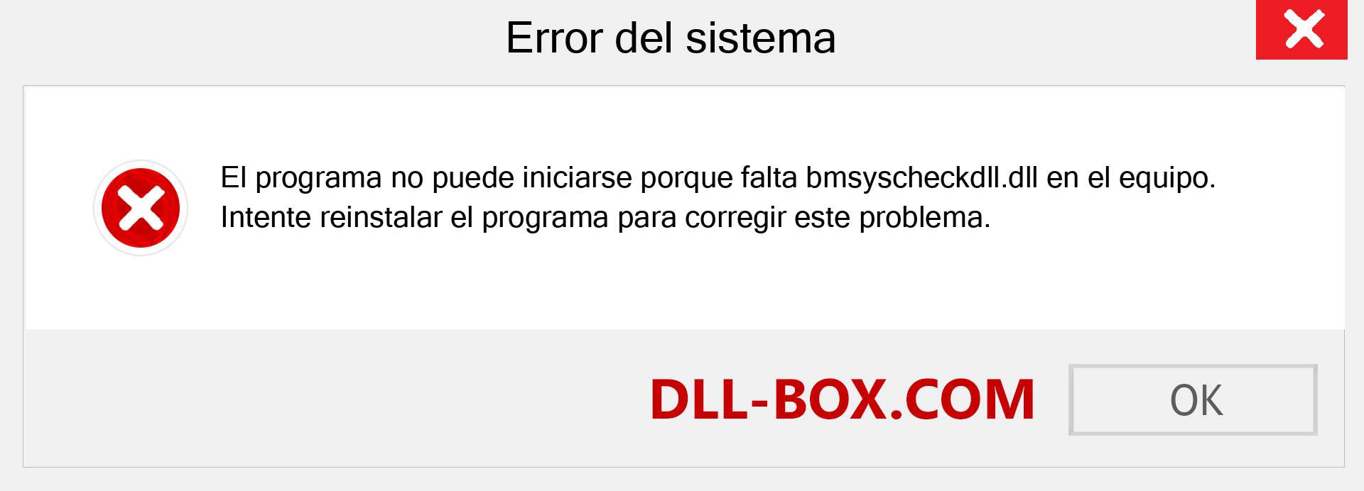 ¿Falta el archivo bmsyscheckdll.dll ?. Descargar para Windows 7, 8, 10 - Corregir bmsyscheckdll dll Missing Error en Windows, fotos, imágenes